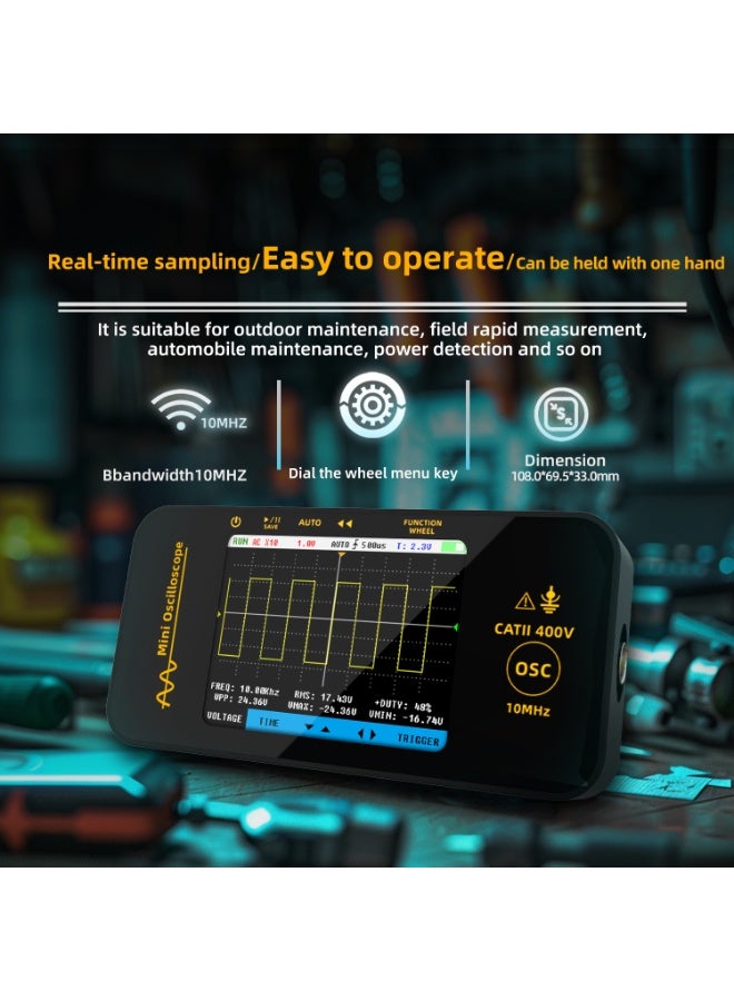 BSIDE OT3 Handheld Oscilloscope 3.2‘’ TFT Display Portable Digital Oscilloscope 10MHz Bandwidth Automotive Oscilloscope 48MSa/s Sampling Rate Trigger Function Auto/Analogue/Single - Image 5