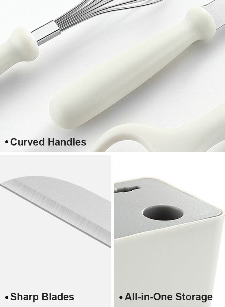 Perfii 6PCS Kitchen Peeler Set with Bottle Opener, Stirrer, Fruit Knife, Scissors and Stylish Storage Base with Anti-Slip Handle Base Kitchen Gadget Essential  - Image 3