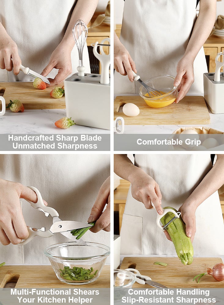 Perfii 6PCS Kitchen Peeler Set with Bottle Opener, Stirrer, Fruit Knife, Scissors and Stylish Storage Base with Anti-Slip Handle Base Kitchen Gadget Essential  - Image 5