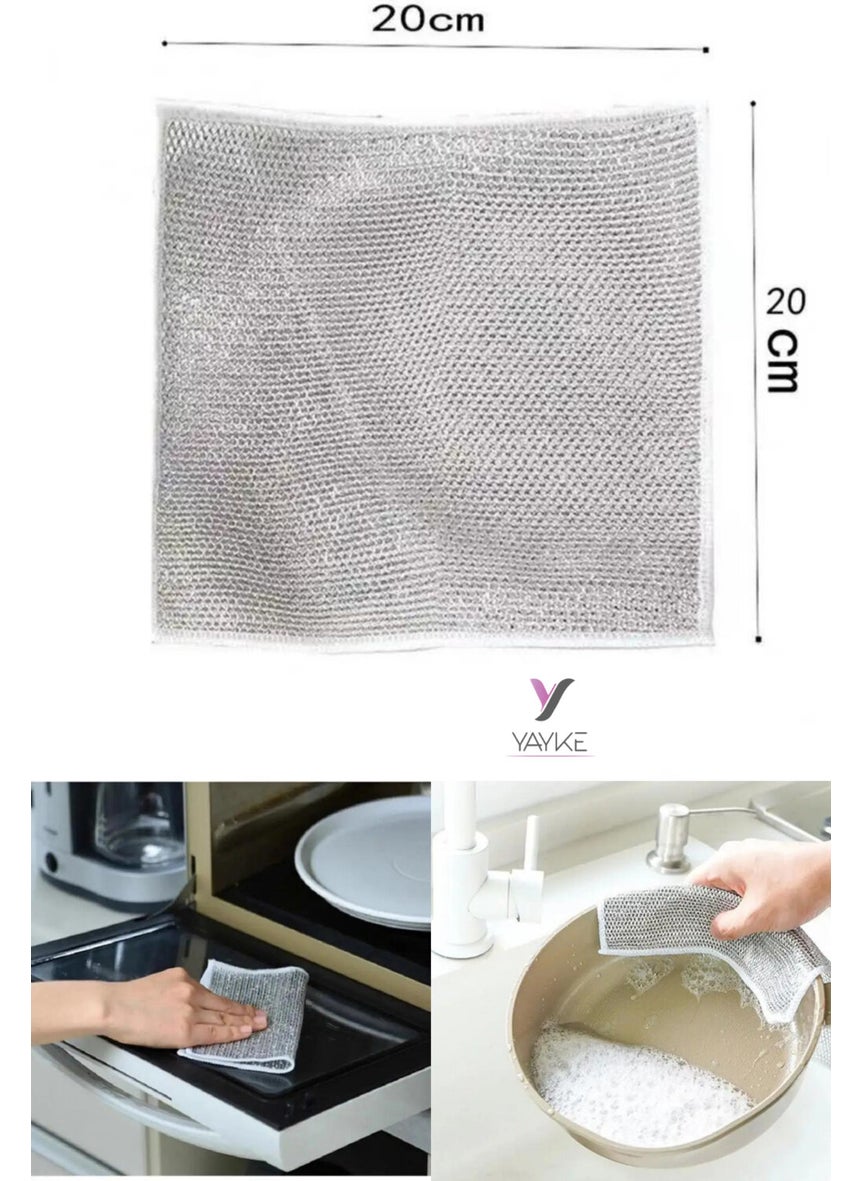 Yayke - Double Layer Multi-Purpose Wire Cloth Microfiber Inox Cloth Wire Dish Cloth - Image 1