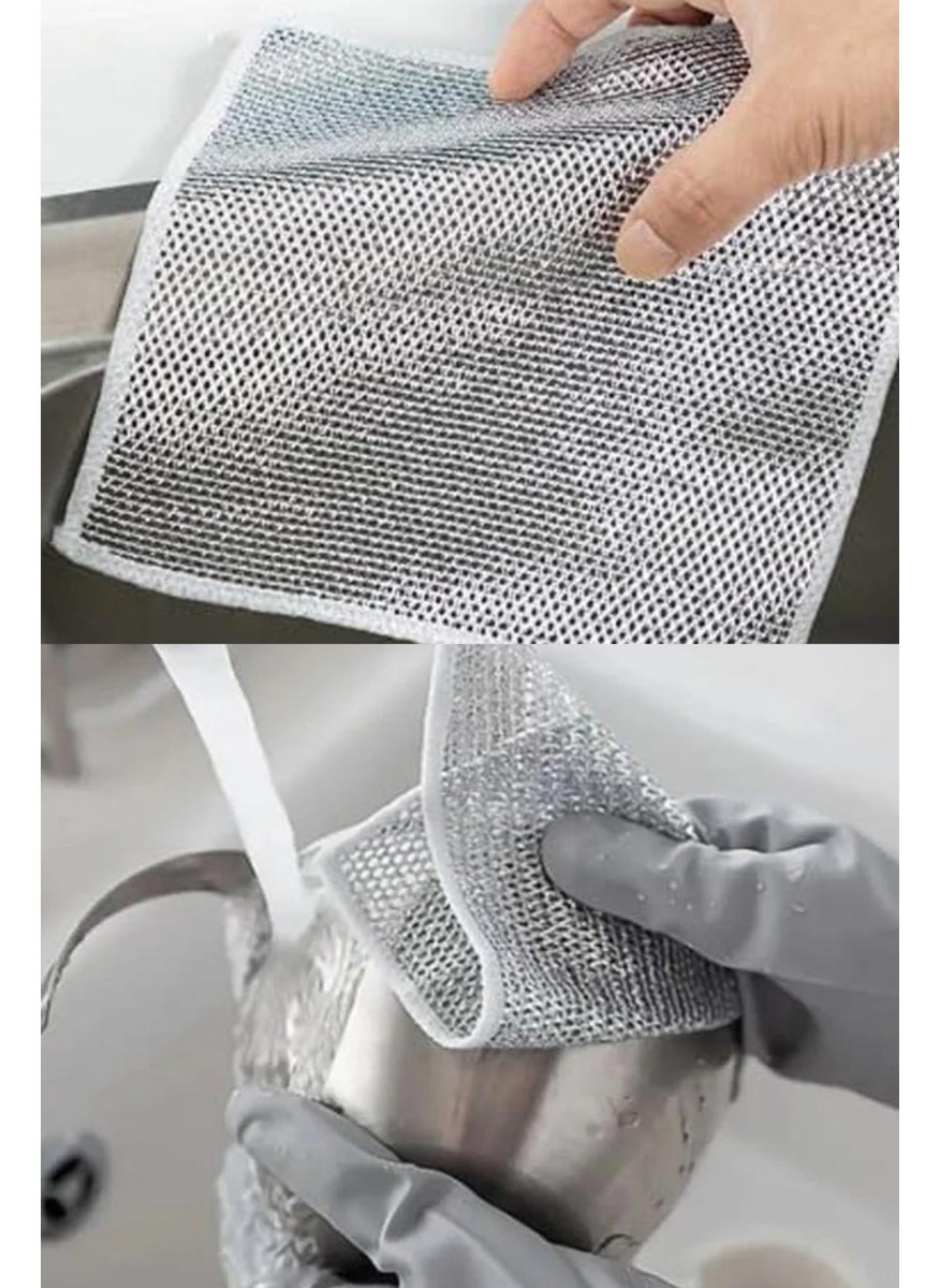 Yayke - Double Layer Multi-Purpose Wire Cloth Microfiber Inox Cloth Wire Dish Cloth - Image 1