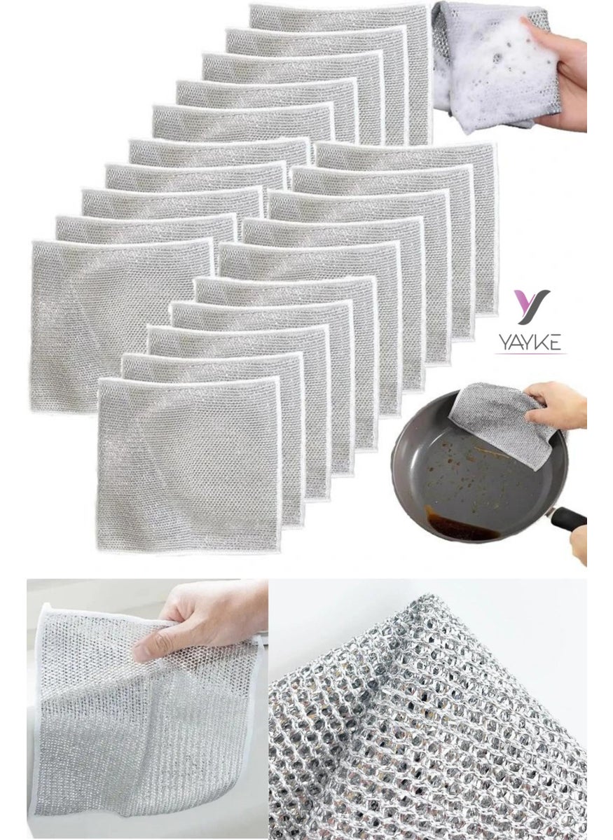 Yayke - Double Layer Multi-Purpose Wire Cloth Microfiber Inox Cloth Wire Dish Cloth - Image 1