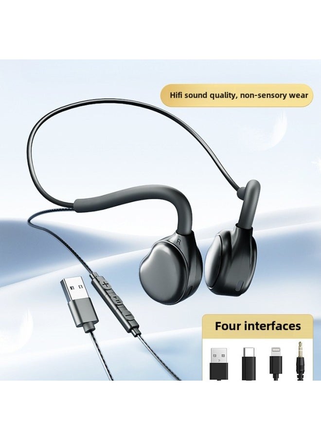 Generic - Computer Wired Headphones Not In Ear Non-Bone Conduction Ear-Hanging Desktop Notebook Painless Headset For Long-term Wear-Color:Newly Upgraded Top Model  Suitable For Android Phones, Tablets/apple 15-16 Mobile Phones And Ipads - Image 1