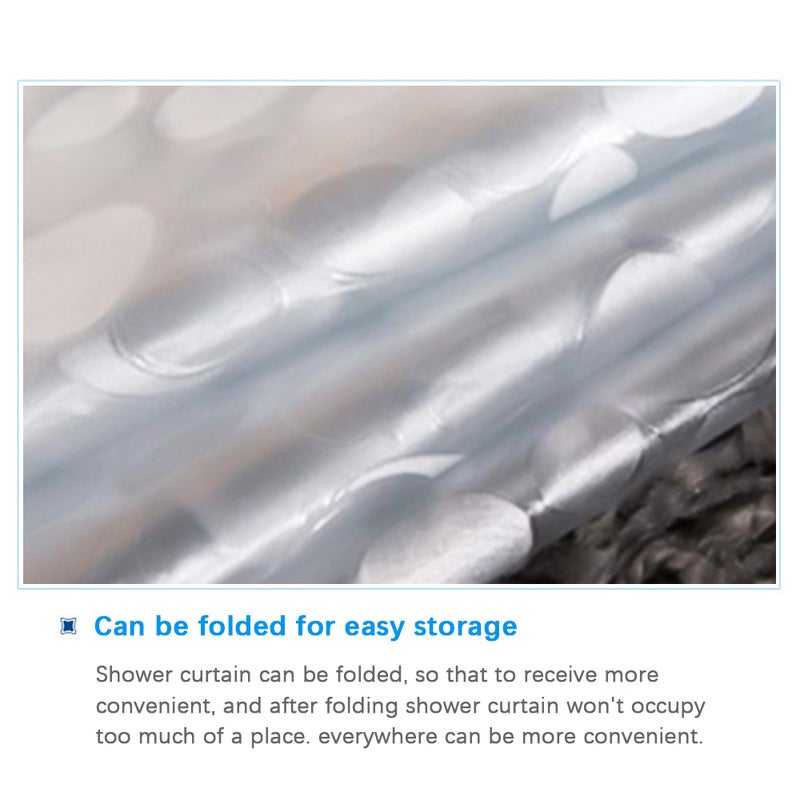 1PC Shower Curtain with Hooks PVC Waterproof 3D White Semi Transparent Pebble Shower Curtain - Image 3