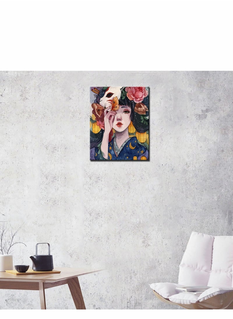 KASTWAVE DIY Flower Girl Paint by Numbers Kits, DIY Gift Oil Painting for Kids, Students, Adults Beginner with Brushes and Acrylic  ment - Pretty Women Portrait Picture 16x20 inch(Without Frame)  - Image 3