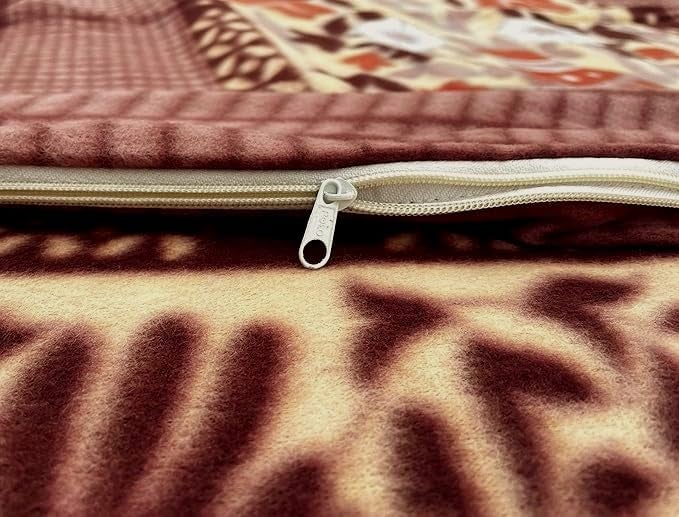 BREVARD BREVARD Woolen Heavy Warm Fleece Double Bedsheet with Two Pillow Covers with Zipper for Winters 90x100 Inches Brown  - Image 4