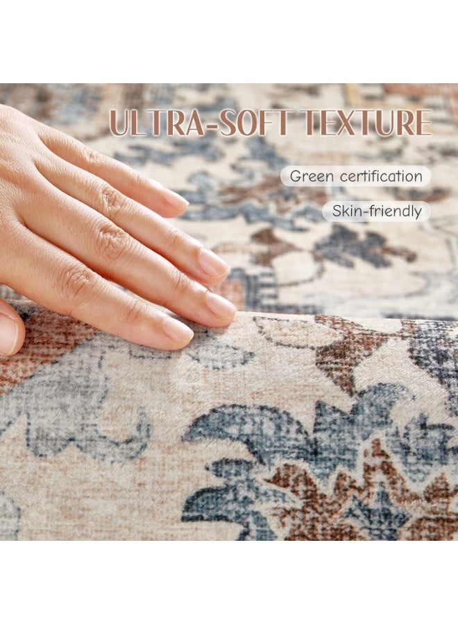 كيلا سجادة عصرية لغرفة المعيشة، غرفة النوم، سجادة المدخل، سجادة ناعمة مانعة للانزلاق، سجادة داخلية، سجادة بنقشة تجريدية قابلة للغسل (بني/ذهبي، 160 × 230 سم) - Image 3