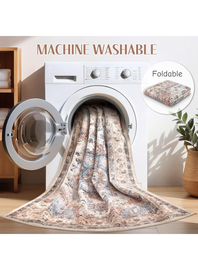 كيلا سجادة عصرية لغرفة المعيشة، غرفة النوم، سجادة المدخل، سجادة ناعمة مانعة للانزلاق، سجادة داخلية، سجادة بنقشة تجريدية قابلة للغسل (بني/ذهبي، 160 × 230 سم) - Image 2