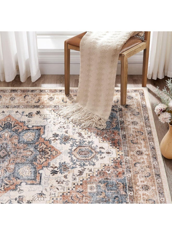 كيلا سجادة عصرية لغرفة المعيشة، غرفة النوم، سجادة المدخل، سجادة ناعمة مانعة للانزلاق، سجادة داخلية، سجادة بنقشة تجريدية قابلة للغسل (بني/ذهبي، 160 × 230 سم) - Image 4