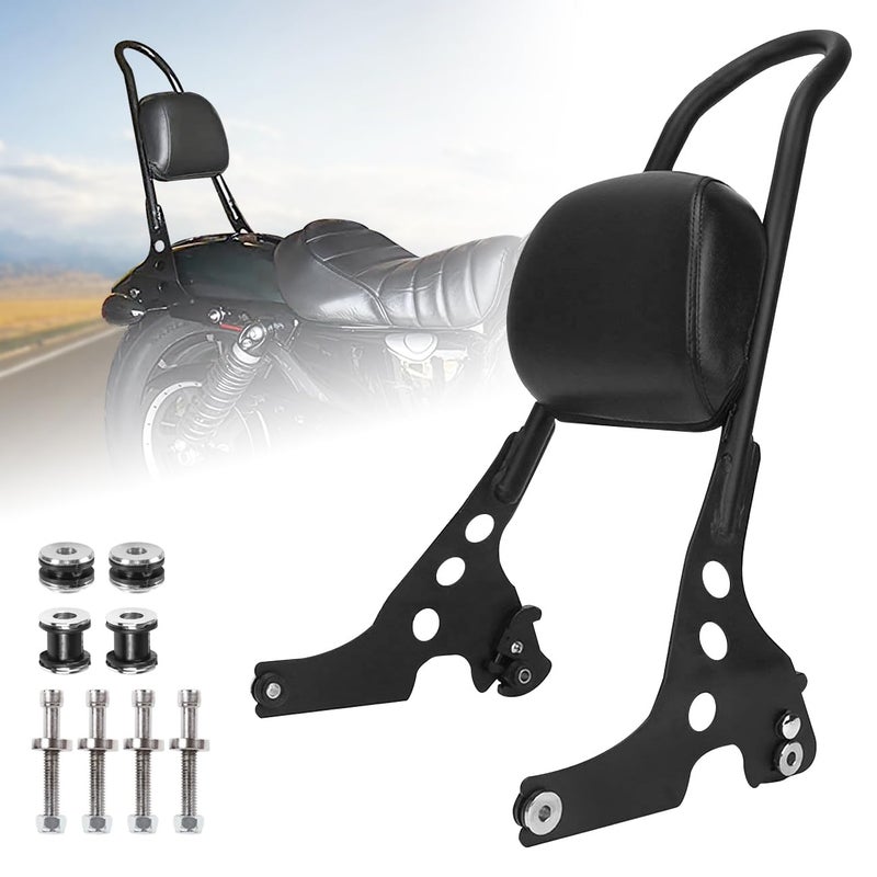 AUFER Detachable Black Passenger Backrest Sissy Bar with Backrest Pad Compatible with for Sportster 1200 883 XL XLH 2004UP