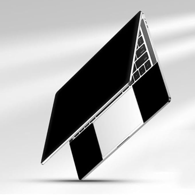 rayihni 12.1 13 13.3 14 15 15.4 15.6 ملصق جلد لابتوب، جلد فينيل رائع لأجهزة النوت بوك، غطاء ديكور لابتوب بلون موحد عالمي، واقي فني مقاوم للماء I أسود - Image 2