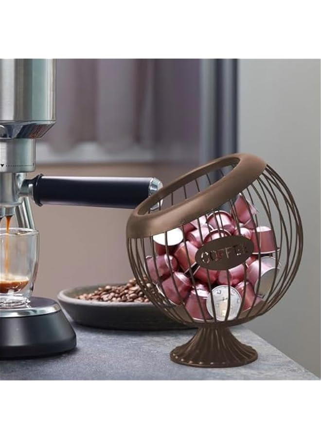 Coffee Pod Storage Organizer, Coffee Capsule Storage Basket, for Kitchen Hotel Counter Cafe Bar, Brown - Image 2