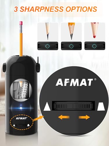 AFMAT مبراة أقلام كهربائية AFMAT، مبراة أقلام أوتوماتيكية بالكامل للفصول الدراسية، مبراة روبوتية لأقلام 7-11.5 مم رقم 2/جمبو/ملونة، أوتوماتيكية في الداخل والخارج، قابلة لإعادة الشحن وبدون سلك، بدون استخدام اليدين، PSX5، أسود - Image 4