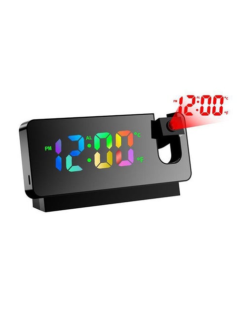 Projection Digital Alarm Clock with Temperature, 12/24H Mirror LED Loud Alarm Clock with USB Port, 180° Adjustable Projection Alarm Clock Snooze for Bedroom (Projection Black)