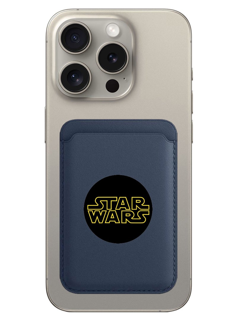 Theodor Magnetic Wallet, Compatible with MagSafe Wallet, for iPhone Wallet, for iPhone 16/15/14/13/12 Series, Not for iPhone 13/12 mini, 3 Card Holder, Vegan Leather, Navy - Star wars - Image 1