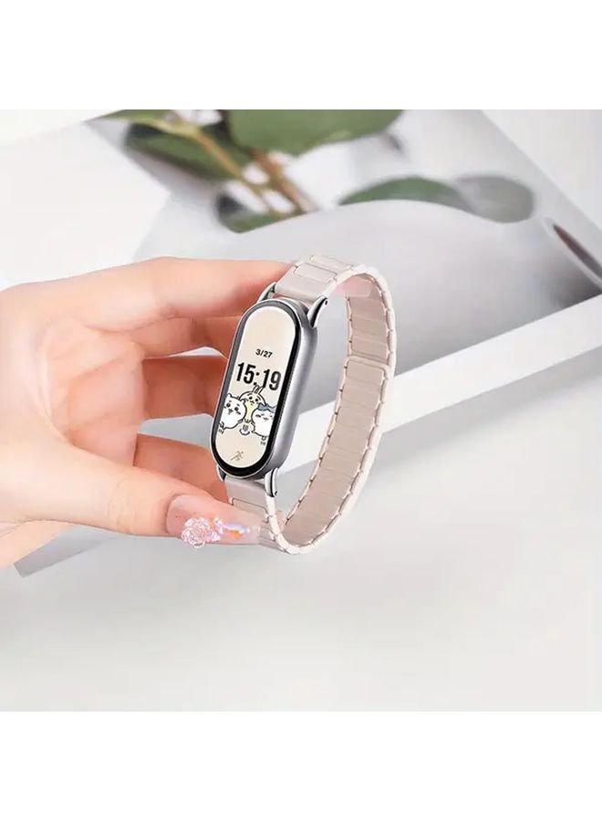 Magnetic Silicone Smartwatch Wristband Starlight Color Quick Release Replacement Breathable Armor Style Strap for Xiaomi Mi Band 8 Mi Band 9 NFC Version Compatible Unisex Daily Wear Travel - Image 2
