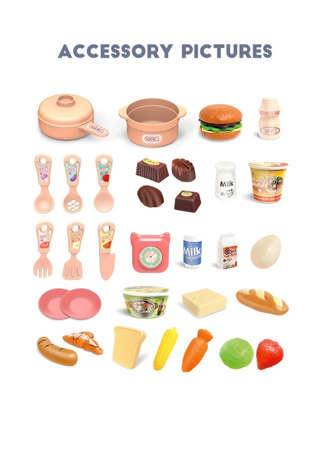 مجموعة ألعاب التظاهر بالمطبخ مكونة من 34 قطعة، أدوات طبخ للعب الأدوار في الأماكن المغلقة ألعاب ألعاب DIY، مجموعات ألعاب إكسسوارات المطبخ مع رذاذ وضوء للأولاد والبنات والأطفال والأطفال باللون الأزرق - Image 3