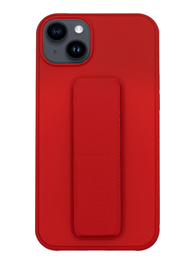 Theodor Fully Covered With Finger Grip Stand Holder Anti Slip Shockproof Protective Case Cover For Apple iPhone 14 Red