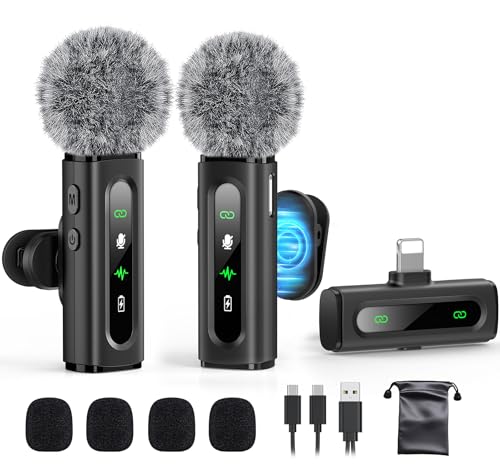 GoorDik Wireless Lavalier Microphone for iPhone Recording Clip-on Mini Mic for iPhone/for iPad Video Recording with Rotatable Clip&Denoise Recording, Portable Mic Set for Content Creators - Image 1