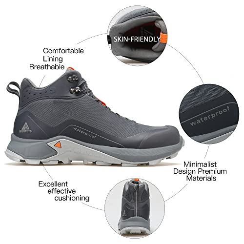 HUMTTO Men's All-Terrain Waterproof Hiking Boots Lightweight Breathable Outdoor Ankle Boots Trekking Hiking Shoes 10.5 Grey - Image 3