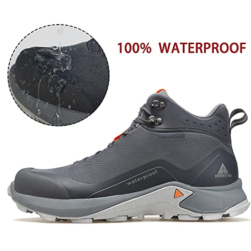 HUMTTO Men's All-Terrain Waterproof Hiking Boots Lightweight Breathable Outdoor Ankle Boots Trekking Hiking Shoes 10.5 Grey - Image 2