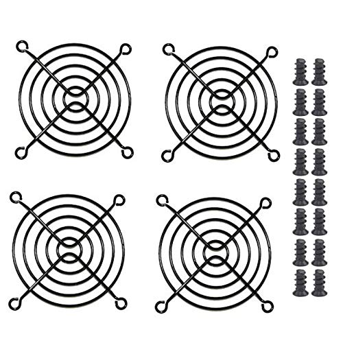 Easycargo 4pcs 80mm Fan Grill 80mm Guard Black with Screws (80mm) - Image 1