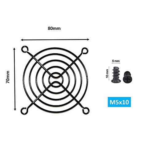 Easycargo 4pcs 80mm Fan Grill 80mm Guard Black with Screws (80mm) - Image 2