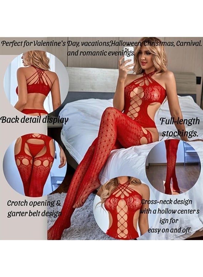 4basix Body Stocking Lingerie for Women – Seamless Stretchable Mesh Bodystocking, One Size, Lightweight & Comfortable Fit for Layering and Everyday Wear, Red Color - Image 4