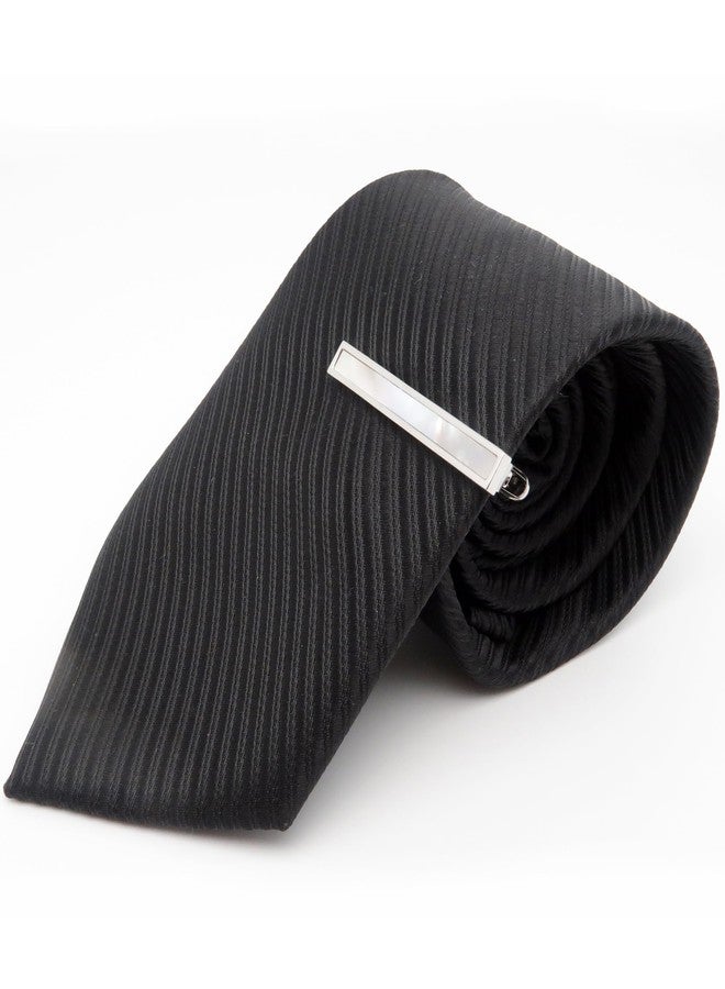 Jonwo Mother of Pearl Shell Men Cufflinks and Tie Clip Set Silver Polished Round Men Cufflinks Regular Necktie Tie Pin for Wedding Party Business Birthday Anniversary Dress - Image 3