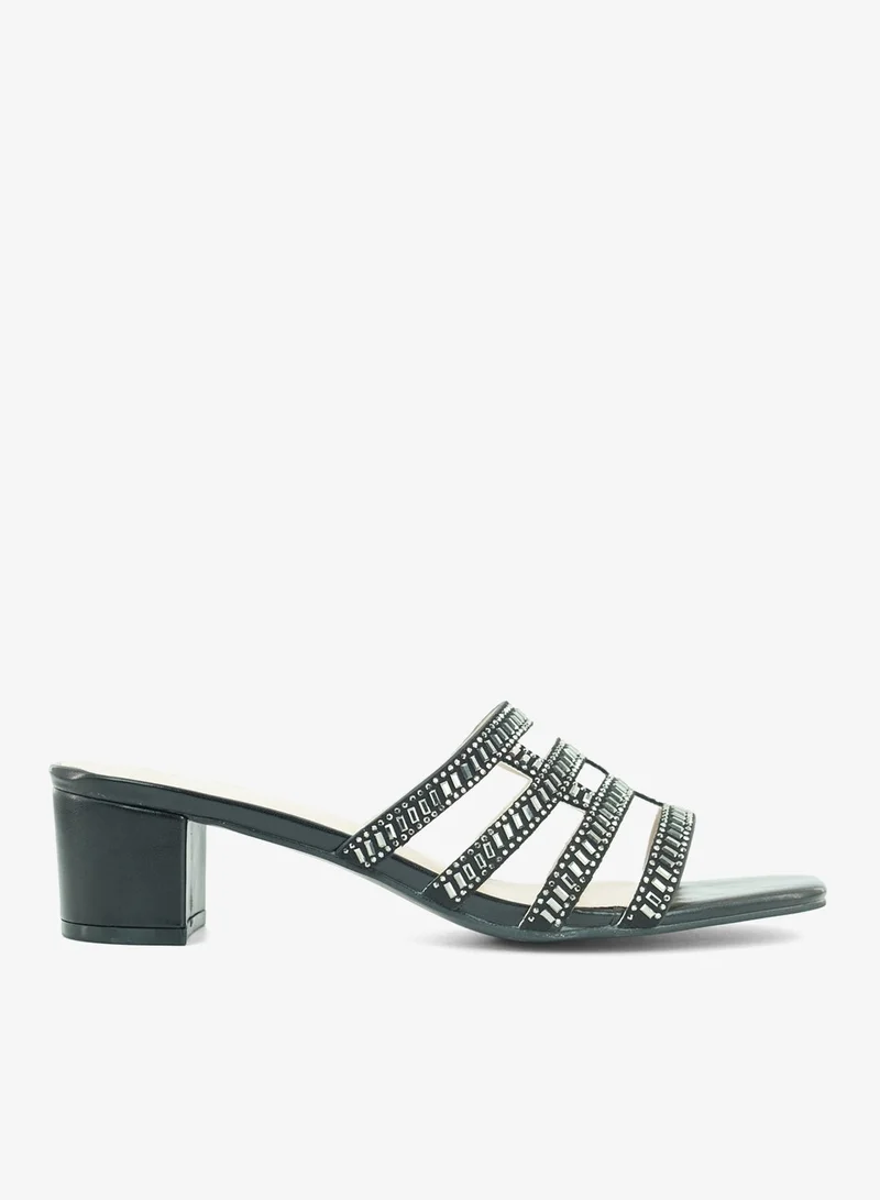Zayna Black 221-304 Zayna Ladies Classic Low Block Slides 18F8827-6857 Black for Women | Best Price UAE