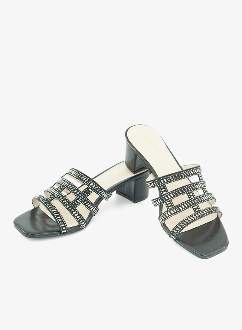 Zayna Black 221-304 Zayna Ladies Classic Low Block Slides 18F8827-6857 Black for Women | Best Price UAE