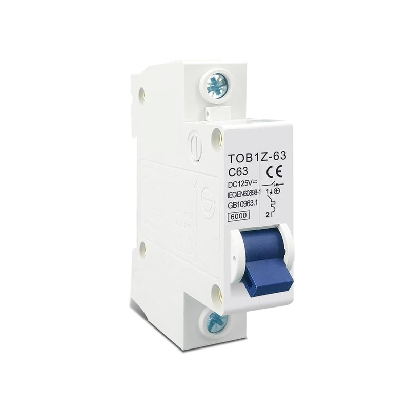 TOB1Z 63 C63 DC Circuit Breaker 20A 125V 6000A Breaking Capacity DIN Rail Mount Single Pole - Image 1