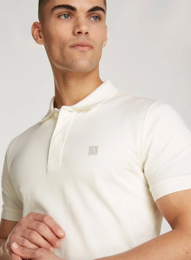 Calvin Klein Jeans Men's Slim Cotton Stretch Polo Shirt - Cotton, White