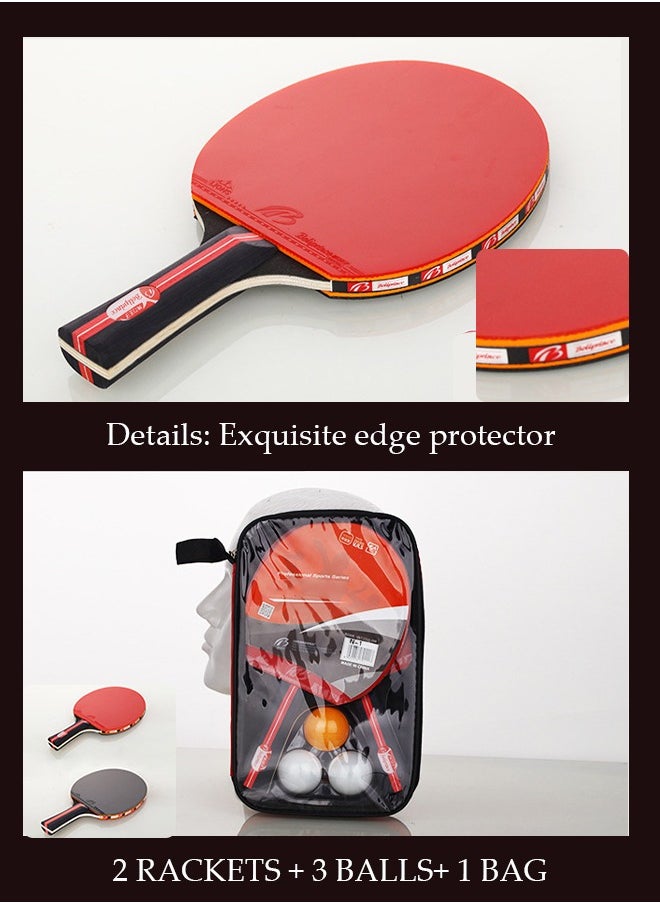 DUNISO - Ping Pong Paddles High Performance Sets with Premium Table Tennis Rackets 3-Star Ping Pong Balls Compact Storage Case Ping Pong Paddle Set with a Storage Bag 2 Ping-pong Bats and 3 Ping-pong Balls - Image 1