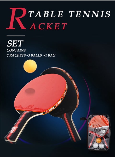 Ping Pong Paddles High Performance Sets with Premium Table Tennis Rackets 3-Star Ping Pong Balls Compact Storage Case Ping Pong Paddle Set with a Storage Bag 2 Ping-pong Bats and 3 Ping-pong Balls