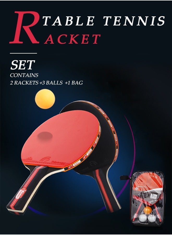 DUNISO - Ping Pong Paddles High Performance Sets with Premium Table Tennis Rackets 3-Star Ping Pong Balls Compact Storage Case Ping Pong Paddle Set with a Storage Bag 2 Ping-pong Bats and 3 Ping-pong Balls - Image 1