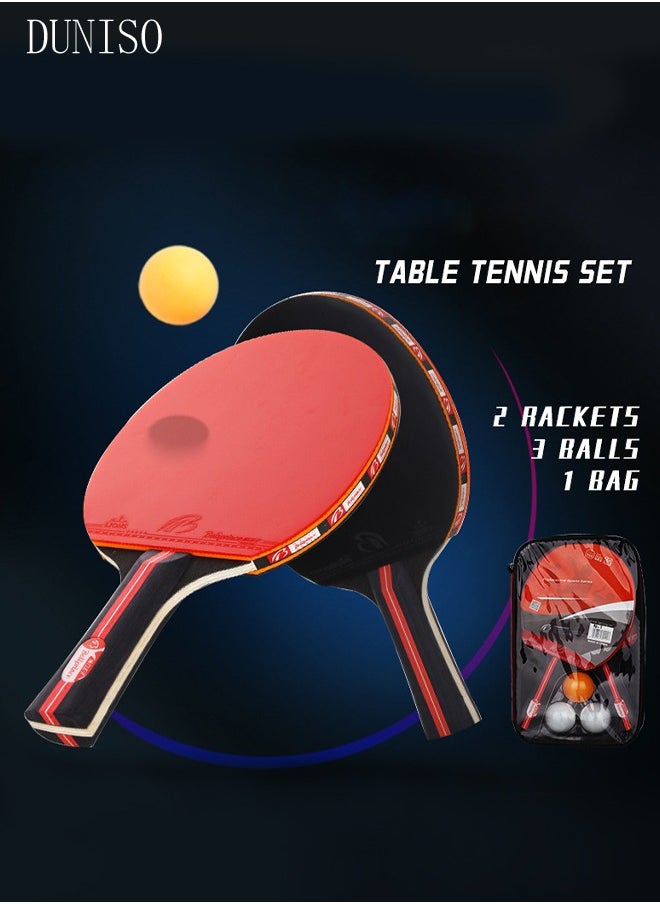DUNISO - Ping Pong Paddles High Performance Sets with Premium Table Tennis Rackets 3-Star Ping Pong Balls Compact Storage Case Ping Pong Paddle Set with a Storage Bag 2 Ping-pong Bats and 3 Ping-pong Balls - Image 1