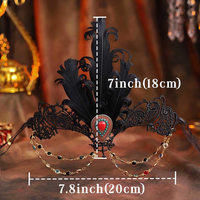 Yalice Rhinestone Masquerade Lace Masks for Women Sparkle Half Eye Mask for Costume Party (Style-D) - Image 3