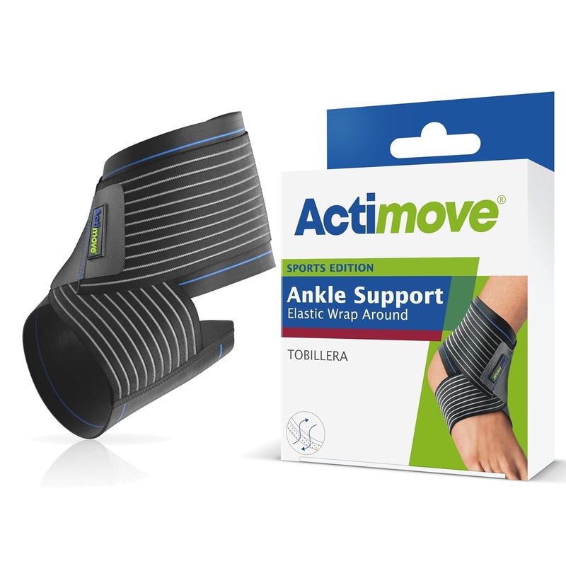 Actimove دعامة كاحل أكتيموف إصدار رياضي لرجال ونساء لتخفيف الألم للكاحل الملتوي أو المتورم أو الضعيف يسار/يمين باللون الأسود صغير - Image 1