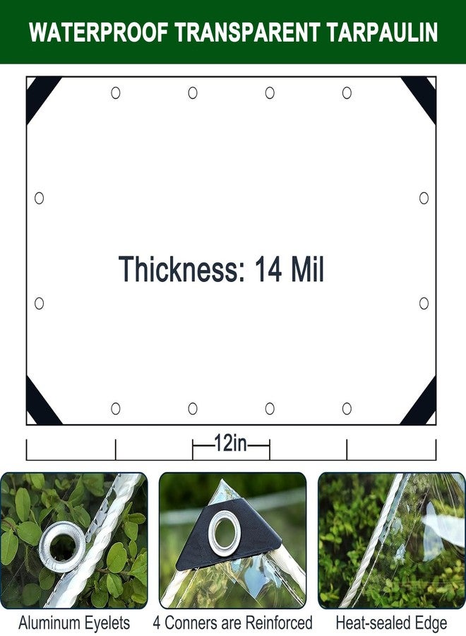 HOLAA Clear Tarp,3x6ft Clear Tarps Heavy Duty Water Resistant with Reinforced Edge,14Mil Thickened Transparent Tear Resistant Water Resistant PVC Vinyl Tarp Enclosure for Patio,Greenhouse Outdoor - Image 3