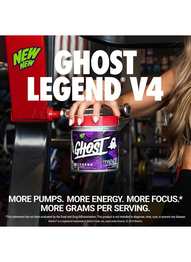 Ghost - Legend V4 Pre-Workout Powder, Welch's Grape - 30 Servings - Pre-Workout for Men & Women with Choline, L-Citrulline, & Beta Alanine for Energy & Focus - Image 1