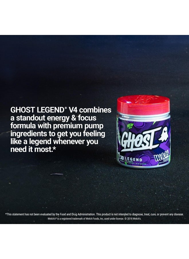 Ghost - Legend V4 Pre-Workout Powder, Welch's Grape - 30 Servings - Pre-Workout for Men & Women with Choline, L-Citrulline, & Beta Alanine for Energy & Focus - Image 1