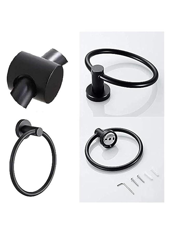 Stainless Steel Black Towel Ring for Bathroom, Kitchen Hand Towel Holder Ring Hanger Circle Round Towel Rack Wall Mount Matt Black - Image 3