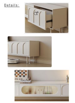 Merry Moments Cream White TV Unit Entertainment Unit TV Media Console Contemporary Style TV Stand Luxury TV Unit TV Cabinet MDF Board Fashionable White Finish L200xH46xW30 cm  - Image 5