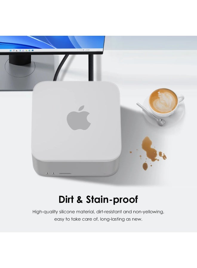 غطاء واقي أبيض من السيليكون لجهاز Apple Mac Studio | مقاوم للغبار والخدوش مع قاعدة ذات فتحات تهوية - Image 3