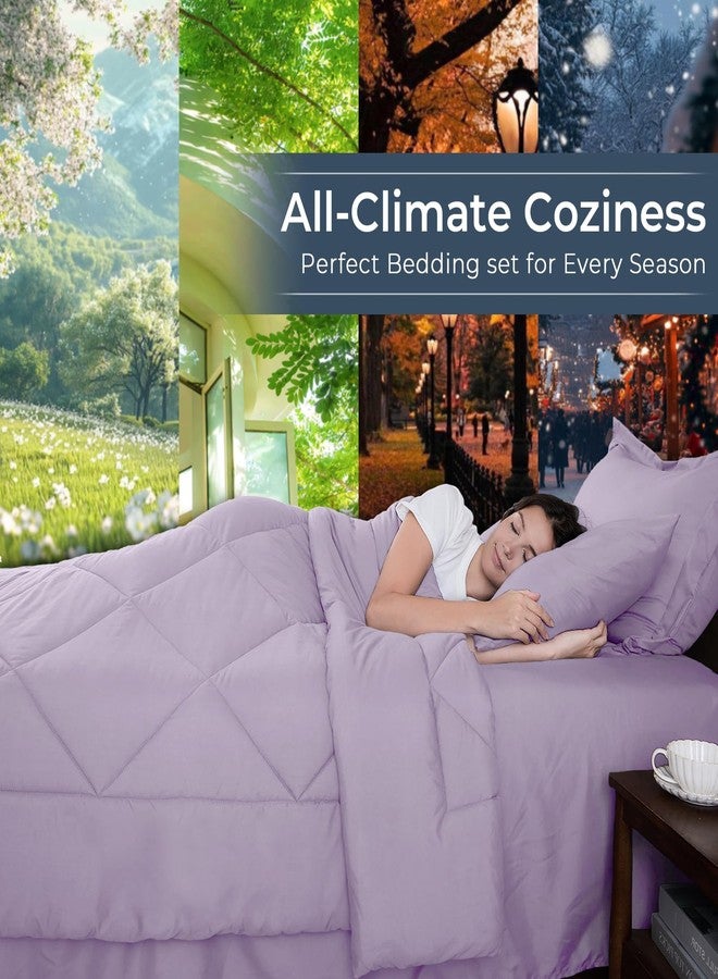 HEVUMYI Queen Purple Comforter Set - 7-Piece All Season Bed in a Bag Queen, Ultra Soft Bedding Set with Comforter, Flat Sheet, Fitted Sheet, Pillowcases, Pillow Shams, Lavender Purple - Image 3