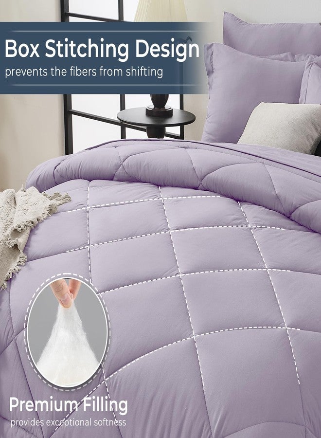 HEVUMYI Queen Purple Comforter Set - 7-Piece All Season Bed in a Bag Queen, Ultra Soft Bedding Set with Comforter, Flat Sheet, Fitted Sheet, Pillowcases, Pillow Shams, Lavender Purple - Image 4