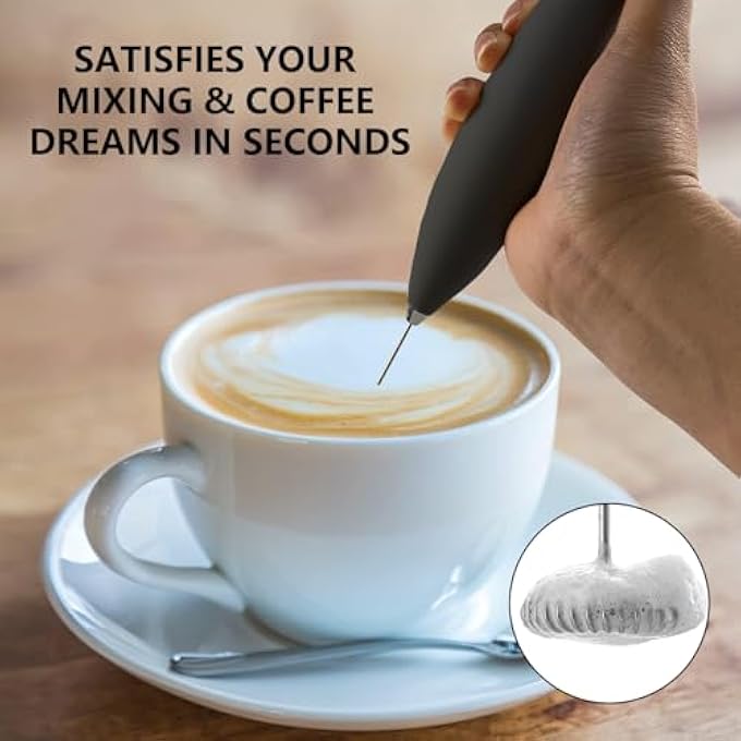 Exrp Kitchen Premium Gift Milk Frother Complete Set  Handheld Foam Maker Stencils  Frothing Pitcher Set  Whisk Drink Mixer For Coffee  Mini Blender For Cappuccino Frappe - Image 3