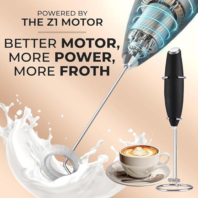 Exrp Kitchen Premium Gift Milk Frother Complete Set  Handheld Foam Maker Stencils  Frothing Pitcher Set  Whisk Drink Mixer For Coffee  Mini Blender For Cappuccino Frappe - Image 4