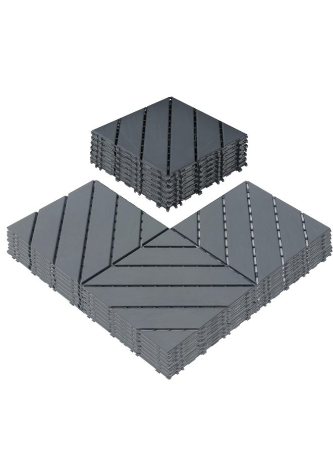 Plastic Interlocking Decking Tiles, 44 Packs Of Terrace Decking Tiles, 12 Inches x 12 Inches Waterproof For All-weather Use, Backyard Pool Decking Tiles, Dark Gray - Image 1